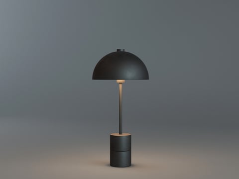 Black table lamp turned